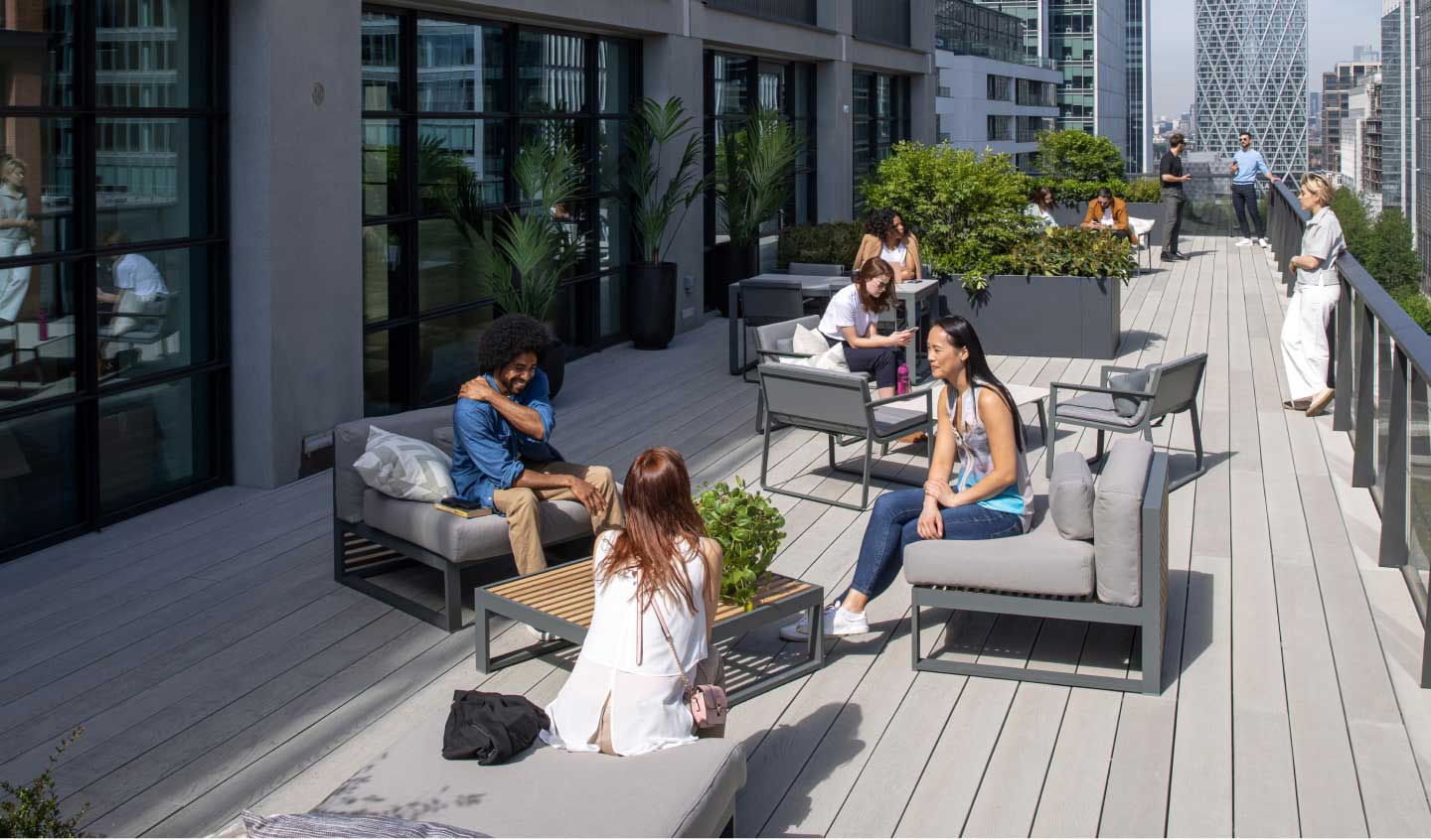 People sitting outside on a terrace