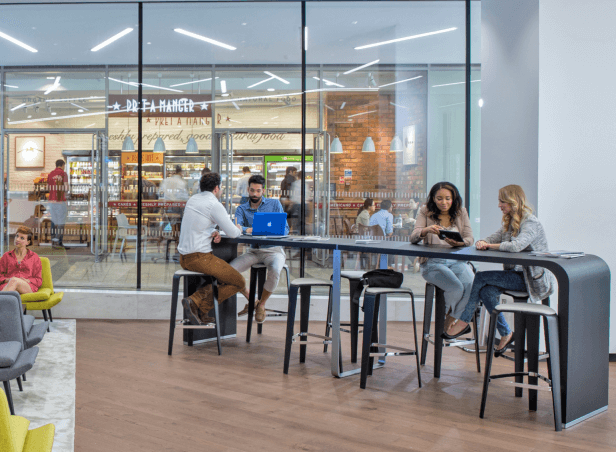 People sitting in a office in Columbus Building