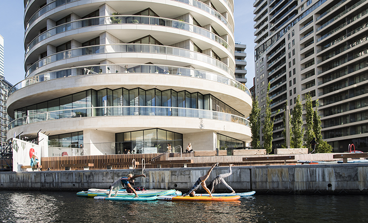 Yoga on paddleboards