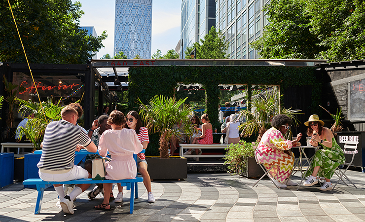 People enjoying a drink outside 640 East