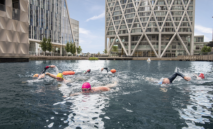 Open water swimming at Canary Wharf